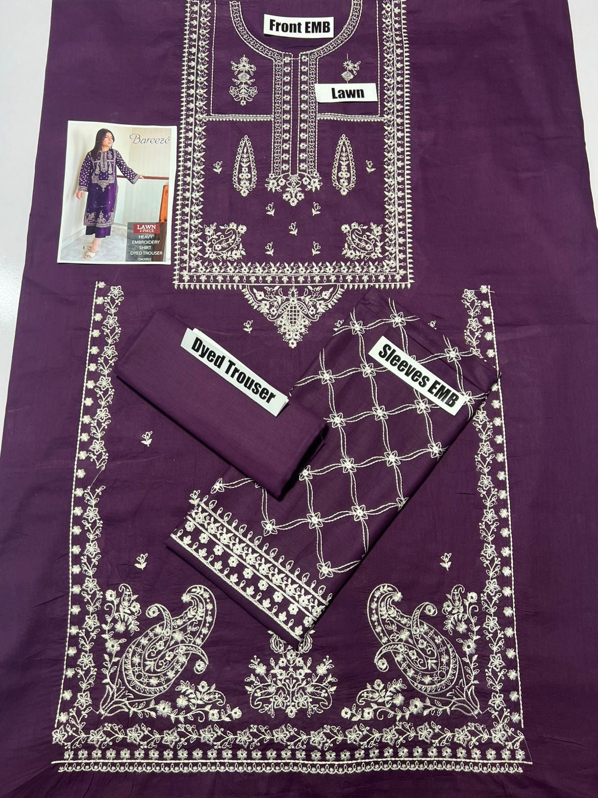 Breeze-Lawn 2 PC Embroidery-Plum