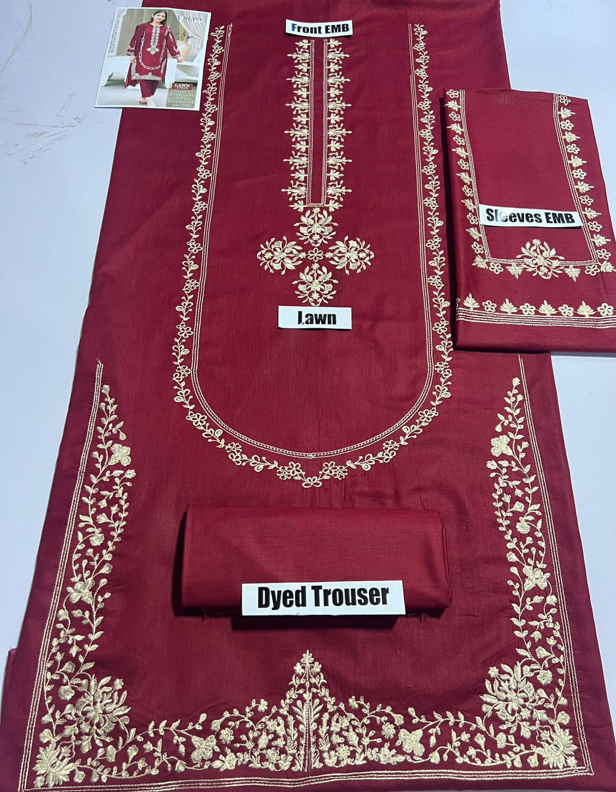Lawn 2-Piece Embroidery Suit — Maroon
