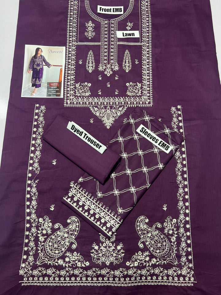 Breeze-Lawn 2 PC Embroidery-Plum