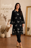 Lawn butterfly 2 PC chikankari with sequins work-Black