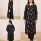 2pc Premium Pure Lawn Floral Embroidered- Black