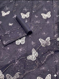 Lawn butterfly 2 PC Grey Chikankari With Sequence