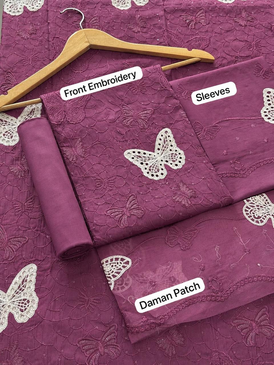 Lawn butterfly 2 PC chikankari with sequins Falsa colour