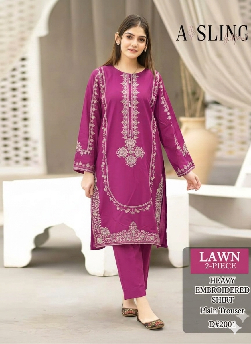 Lawn 2 Pc Embroidery-T pink