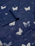 Lawn butterfly 2 PC Navy blue Chikankari With Sequence